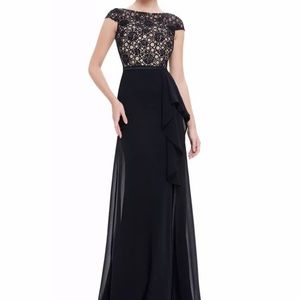 NWT Black Tan Cream Elegant Fancy Gown Dress